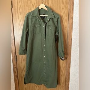NWT Green Lee Pearl Snap Shirt Dress with Pockets